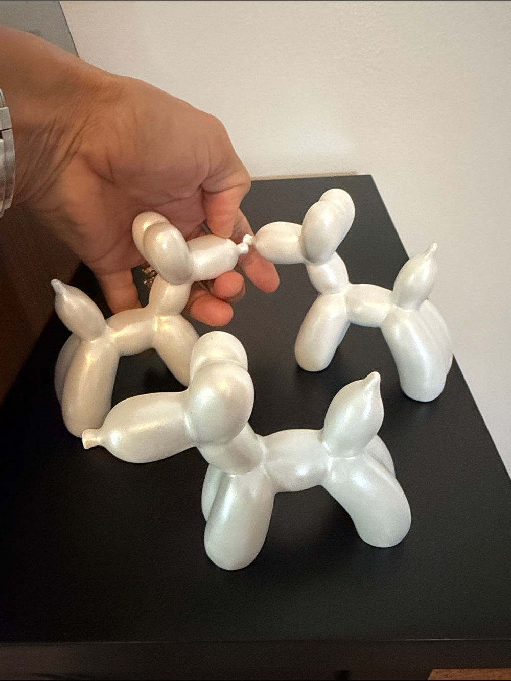 White Balloon Dog Balloon Holder Sculptures Home Accent Set